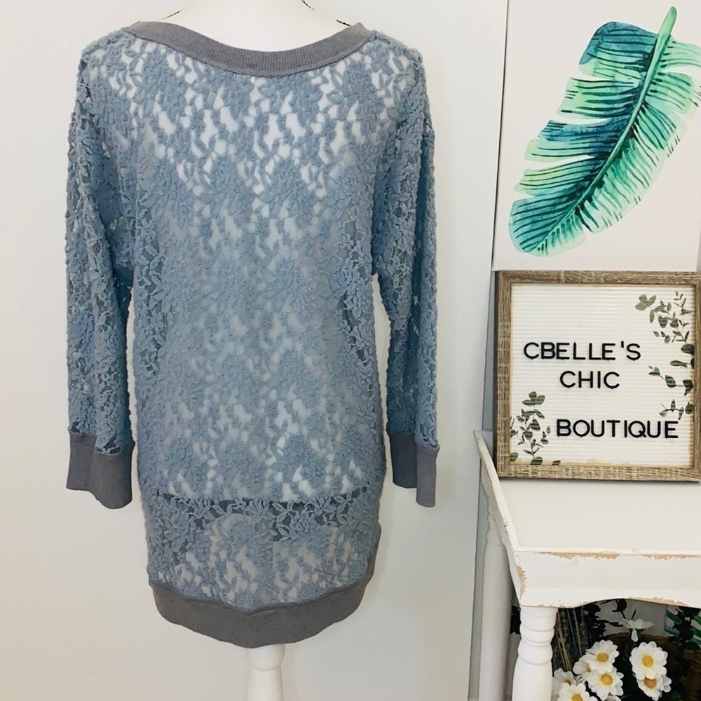 Anthropologie Eloise Brushed Lace Pullover Top L - Picture 3 of 15